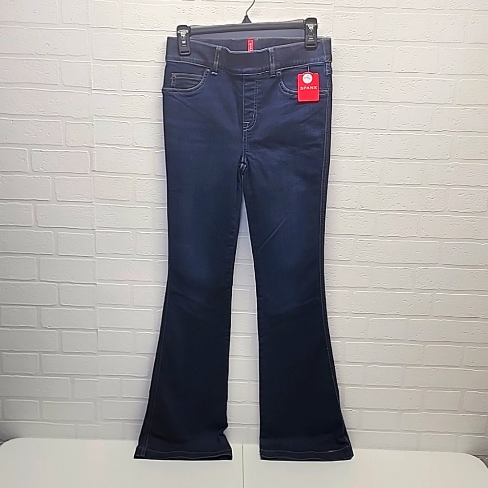 NWT Spanx Flare Jeans Women's Small Petite Denim High Rise in Midnight Shade